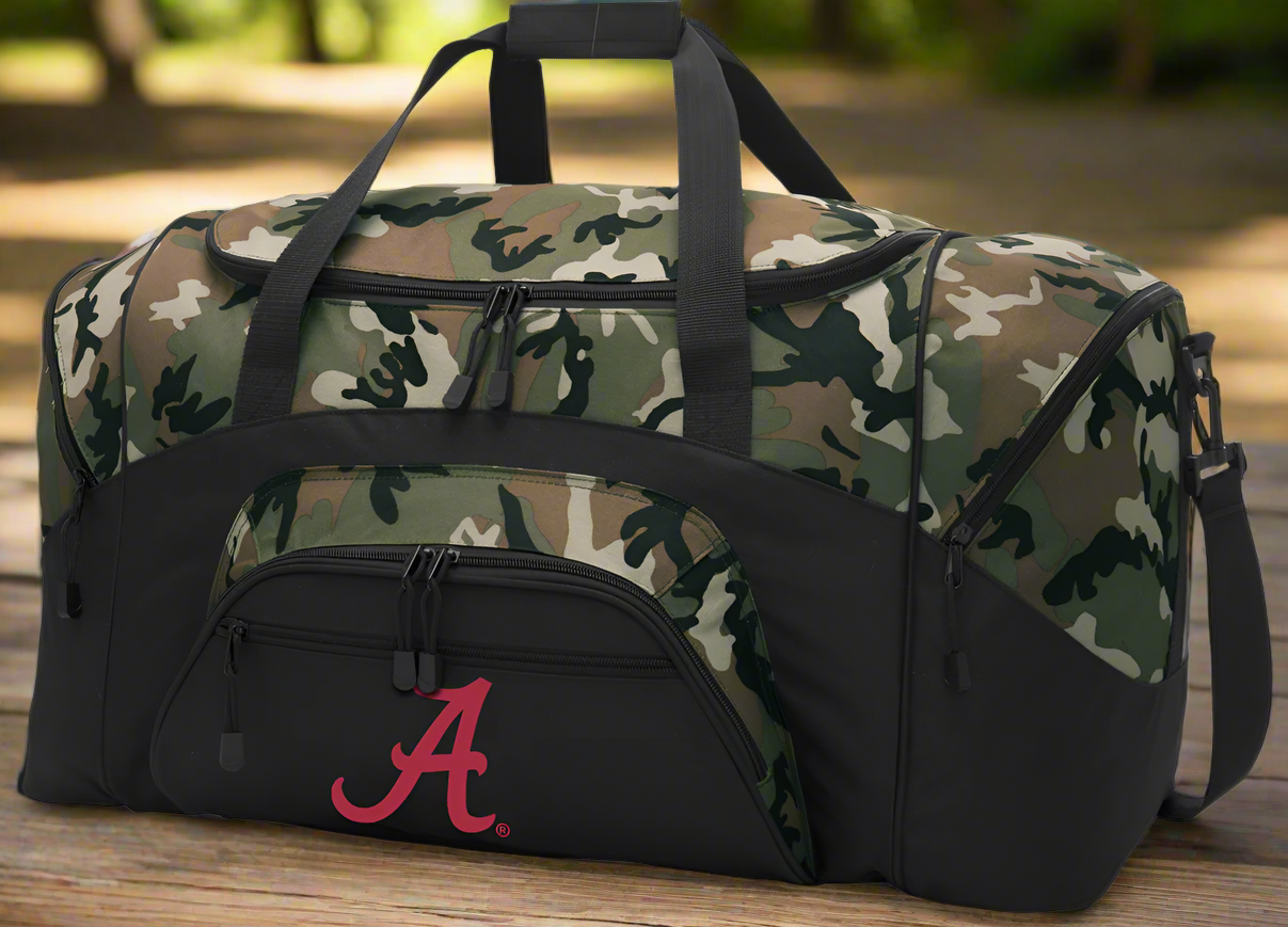 University of Alabama Large Camo Duffel Bag Alabama Suitcase or Sports Gear Bag