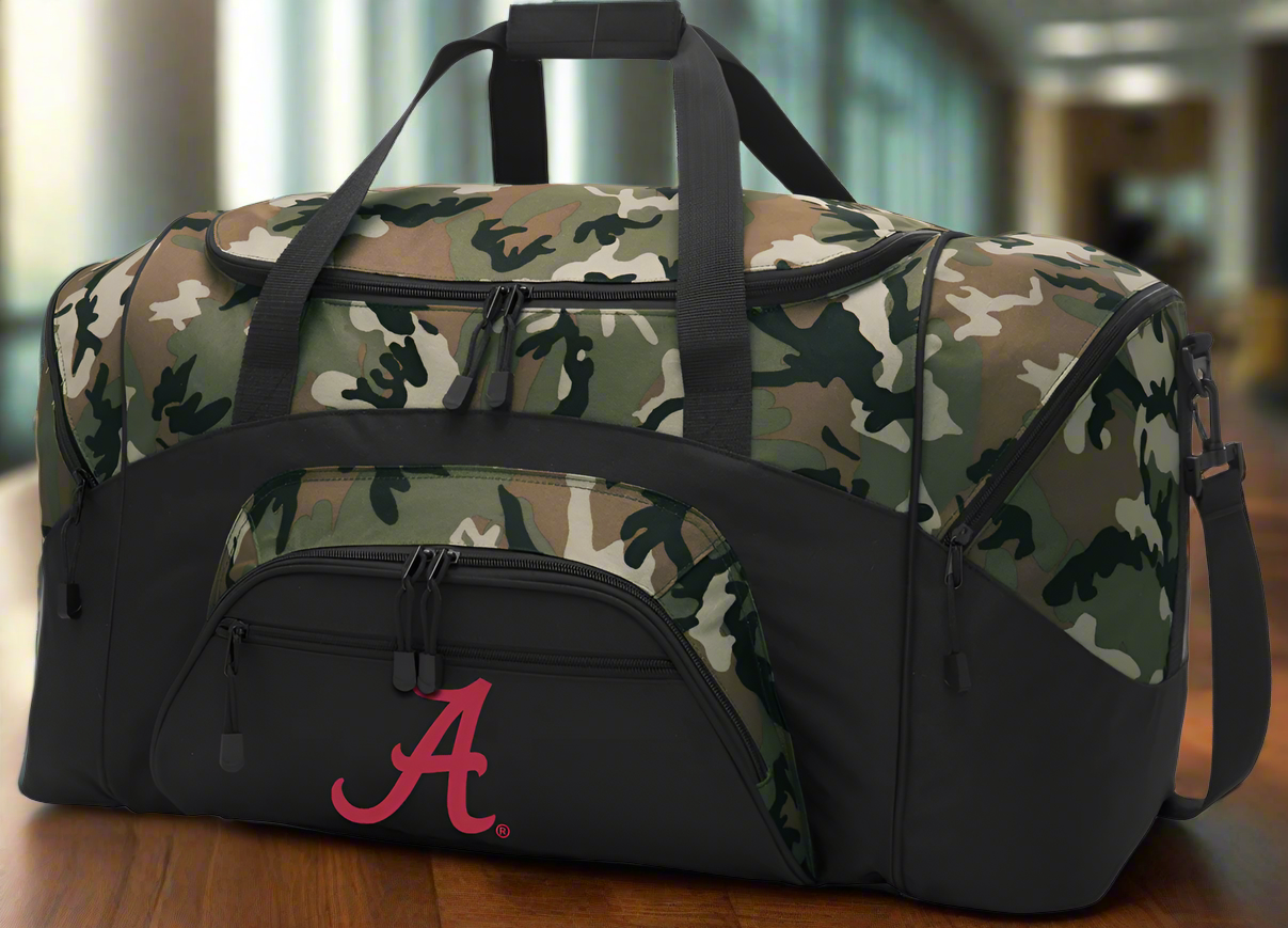 University of Alabama Large Camo Duffel Bag Alabama Suitcase or Sports Gear Bag