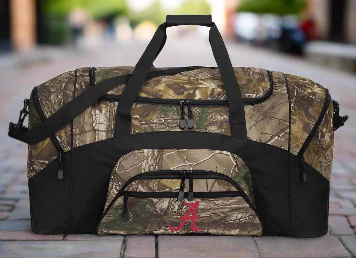 University of Alabama Camo Large Duffel Bag Alabama Suitcase Travel Bag or Sports Gear Bag