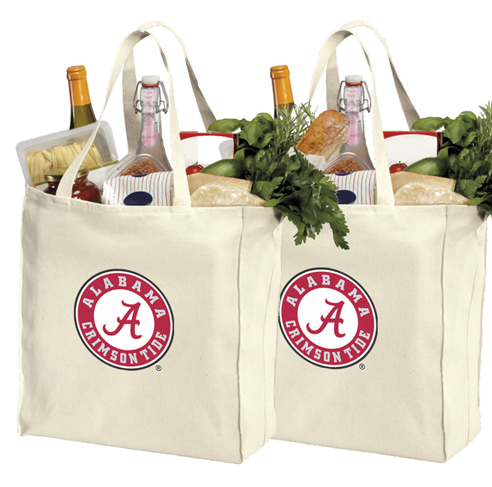 Alabama Logo Grocery Shopping Bags 2 PC SET Alabama Reusable Cotton Bags