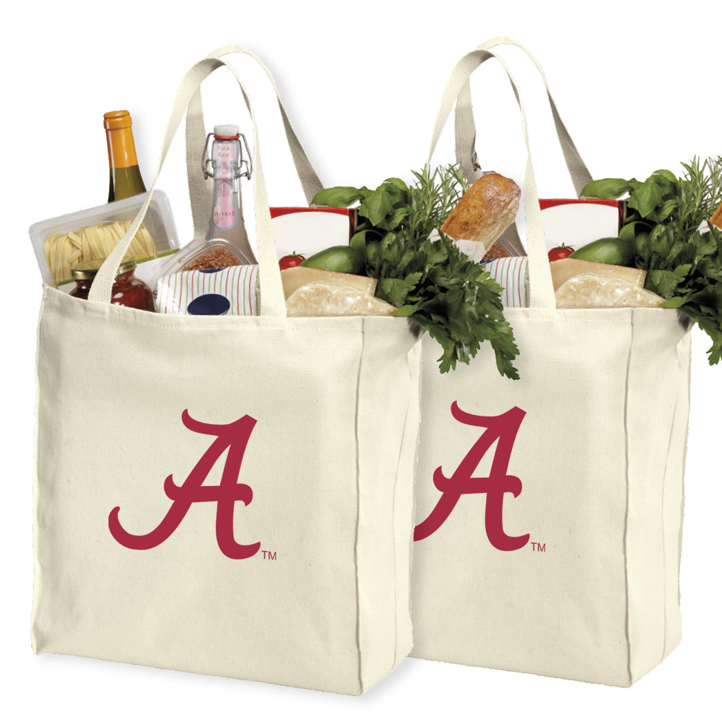 University of Alabama Grocery Shopping Bags 2 PC SET Alabama Reusable Cotton Bags