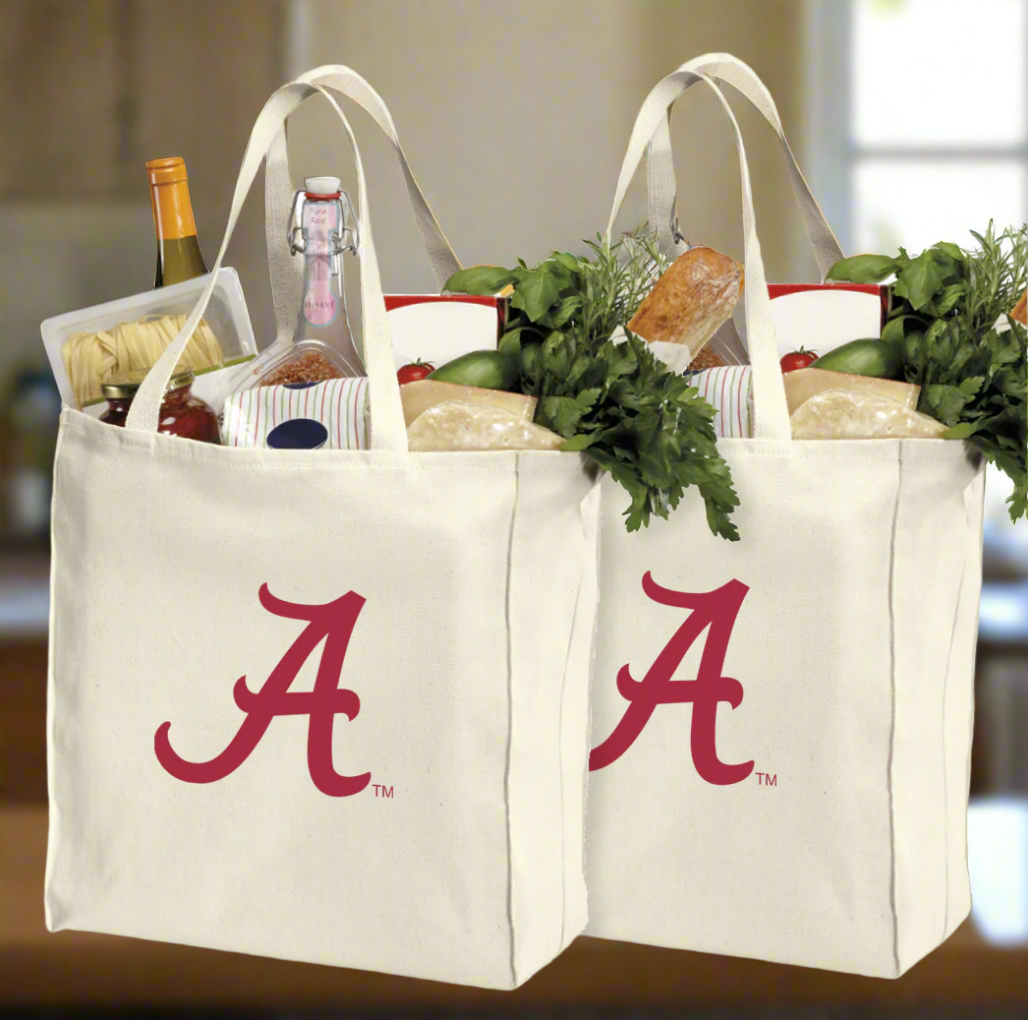 University of Alabama Grocery Shopping Bags 2 PC SET Alabama Reusable Cotton Bags