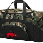 University of Arkansas Large Camo Duffel Bag Arkansas Razorbacks Suitcase or Sports Gear Bag