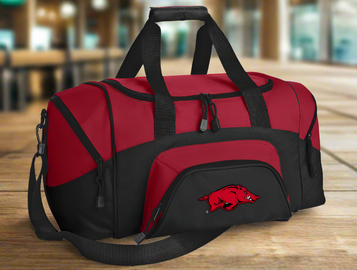 University of Arkansas Small Duffel Bag Arkansas Razorbacks Carryon Suitcase or Gym Bag