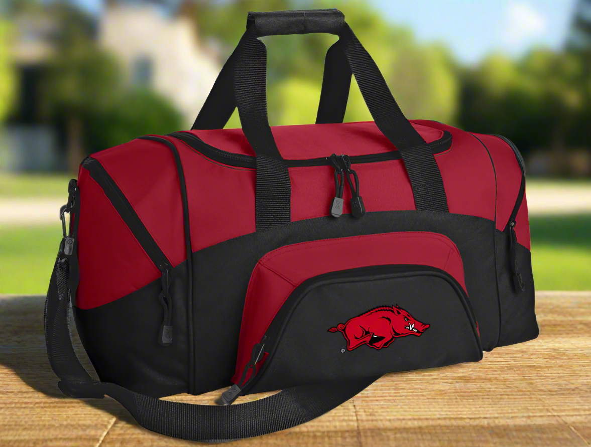 University of Arkansas Small Duffel Bag Arkansas Razorbacks Carryon Suitcase or Gym Bag