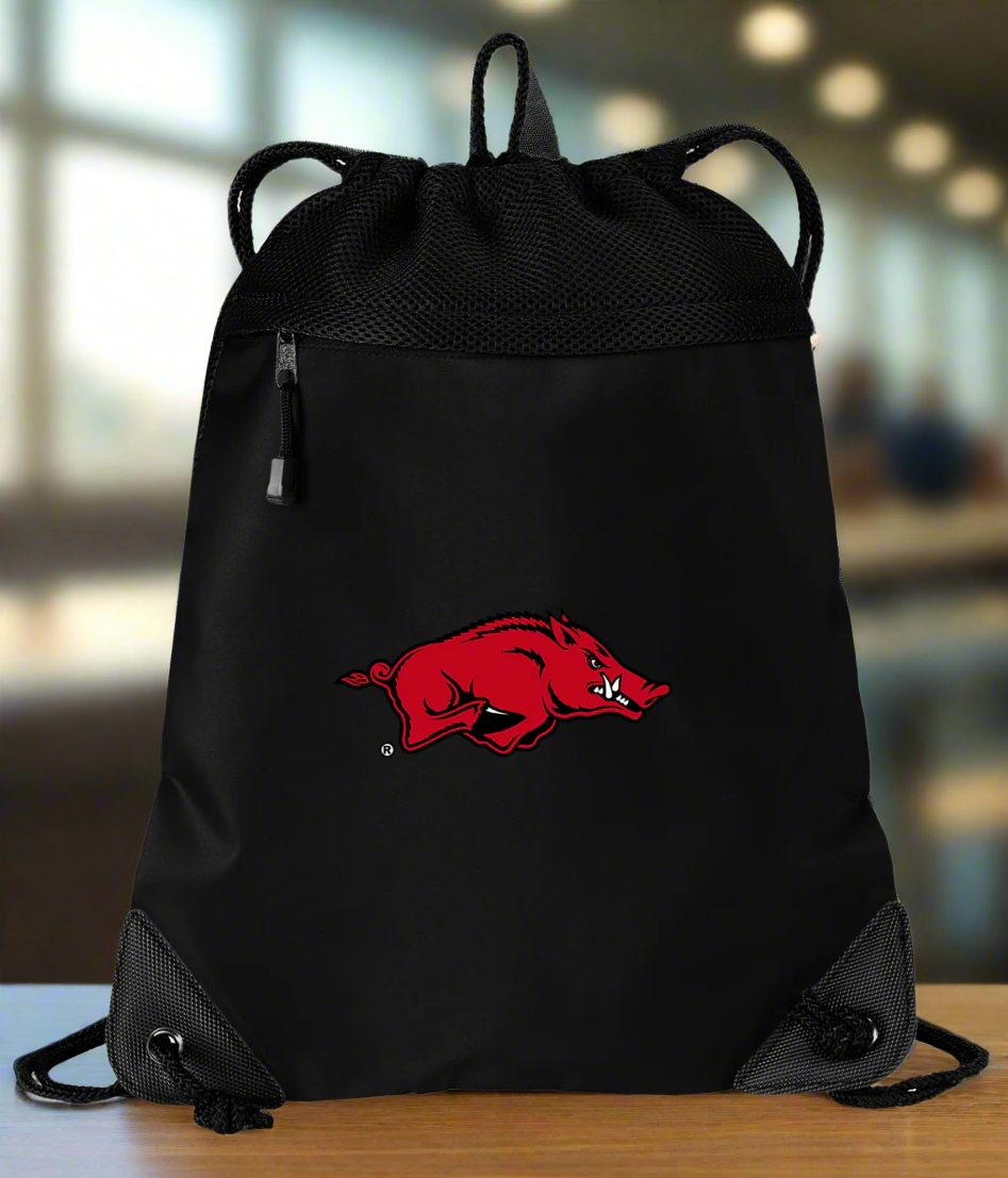 University of Arkansas Drawstring Backpack Arkansas Razorbacks Cinch Pack - Mesh & Microfiber