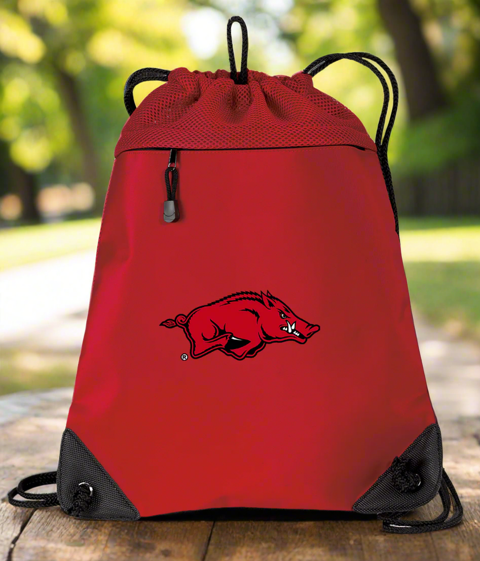 University of Arkansas Drawstring Backpack Arkansas Razorbacks Cinch Pack - Mesh & Microfiber