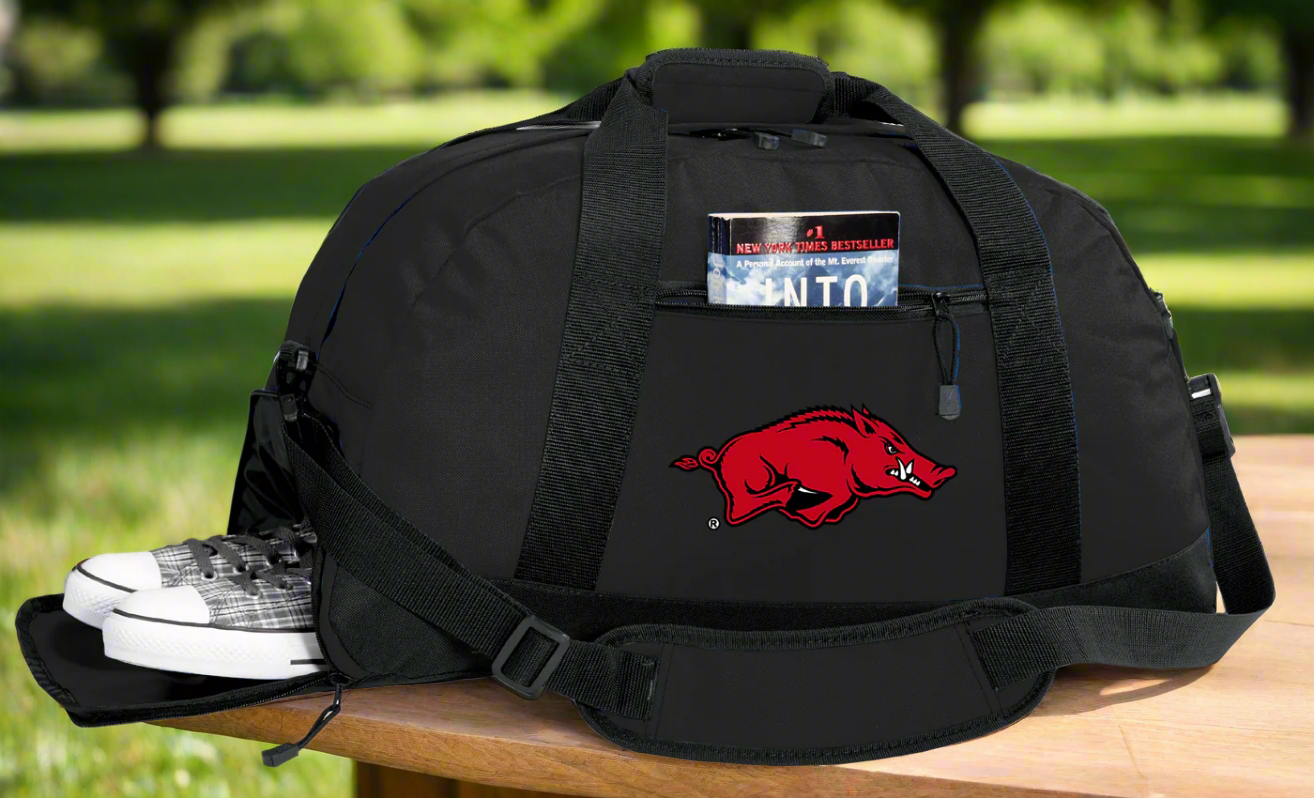 University of Arkansas Duffel Bag Arkansas Razorbacks Gym or Sports Bag with Shoe Pocket