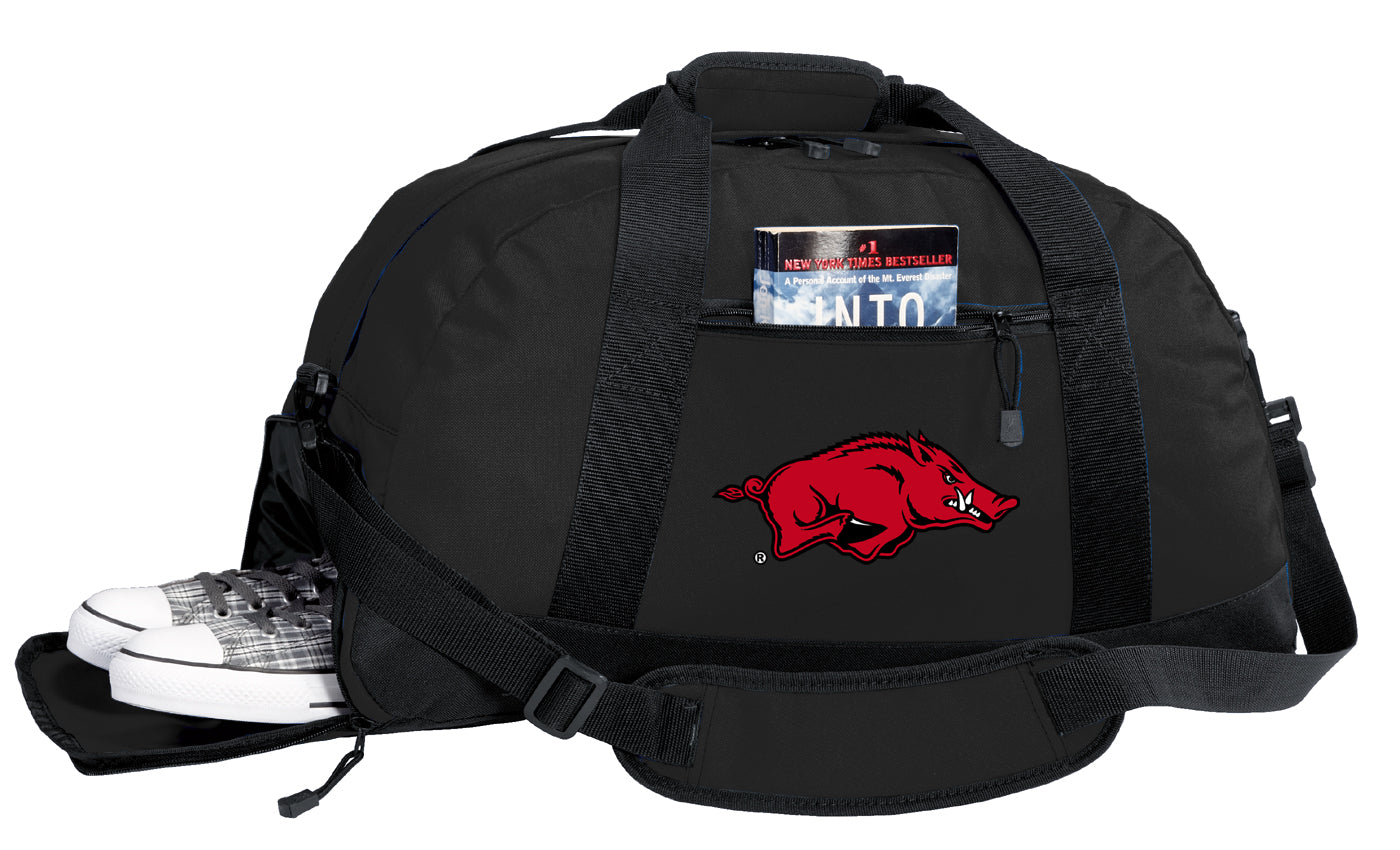 University of Arkansas Duffel Bag Arkansas Razorbacks Gym or Sports Bag with Shoe Pocket