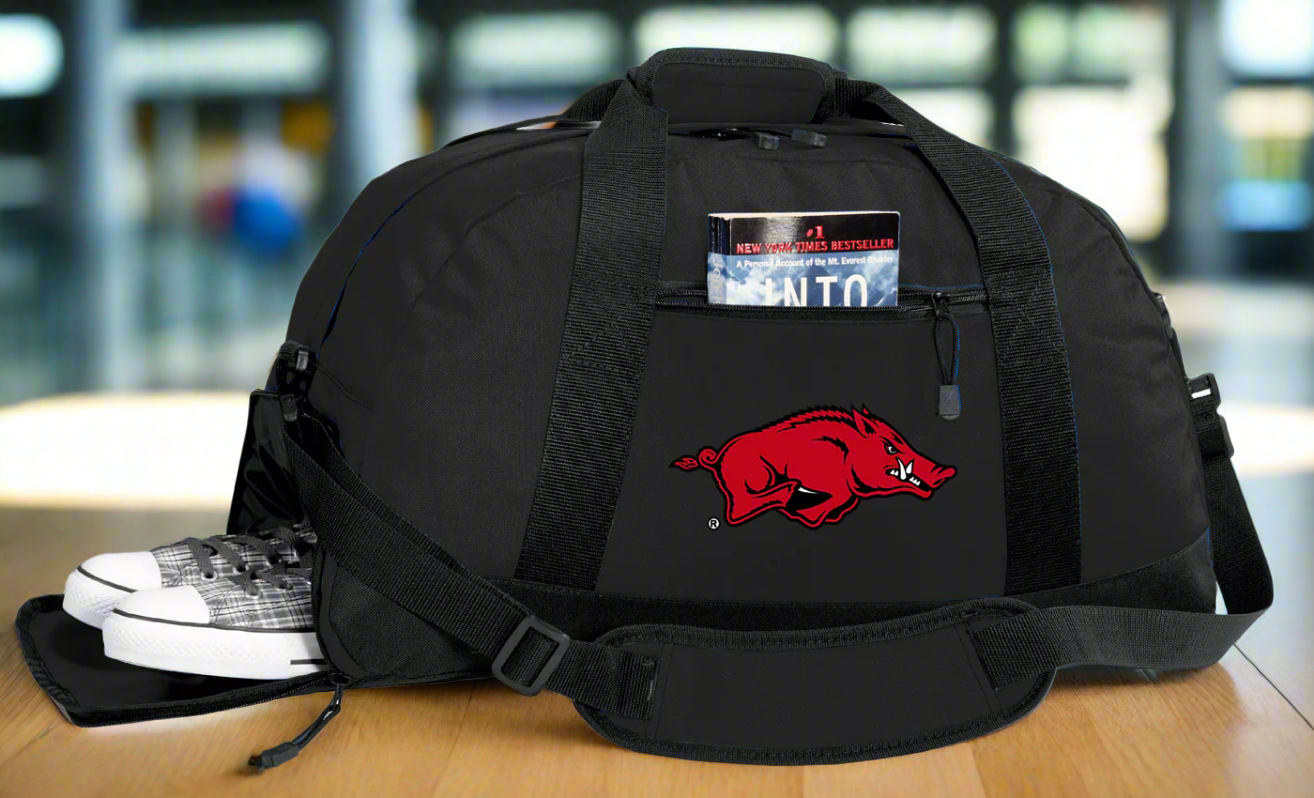 University of Arkansas Duffel Bag Arkansas Razorbacks Gym or Sports Bag with Shoe Pocket