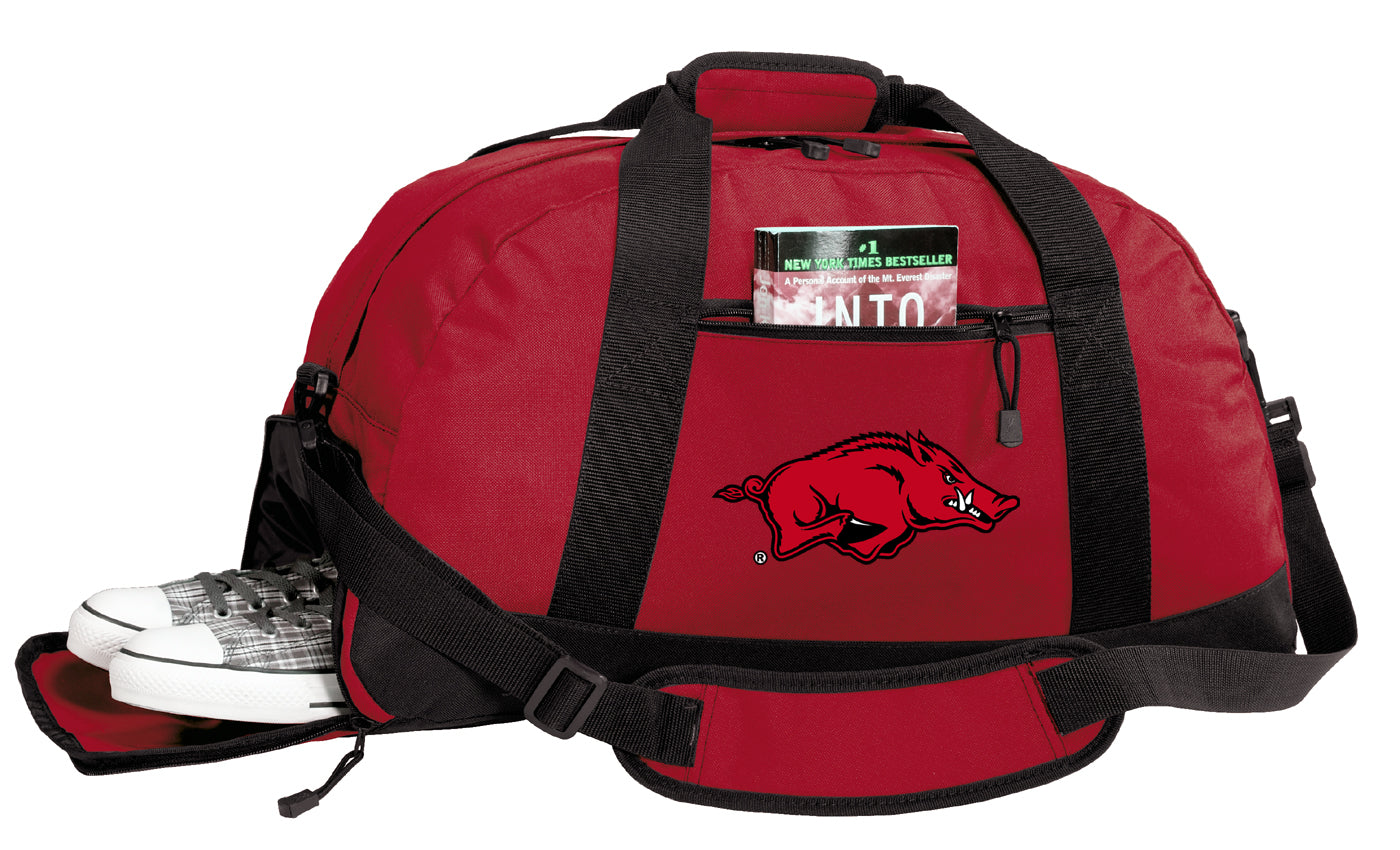 University of Arkansas Duffel Bag Arkansas Razorbacks Gym or Sports Bag with Shoe Pocket