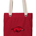 University of Arkansas Tote Bag Arkansas Razorbacks Deluxe Canvas Shoulder Bag