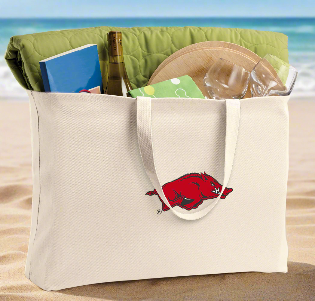 University of Arkansas Large Tote Bag Arkansas Razorbacks Jumbo Tote for Beach Pool or Travel