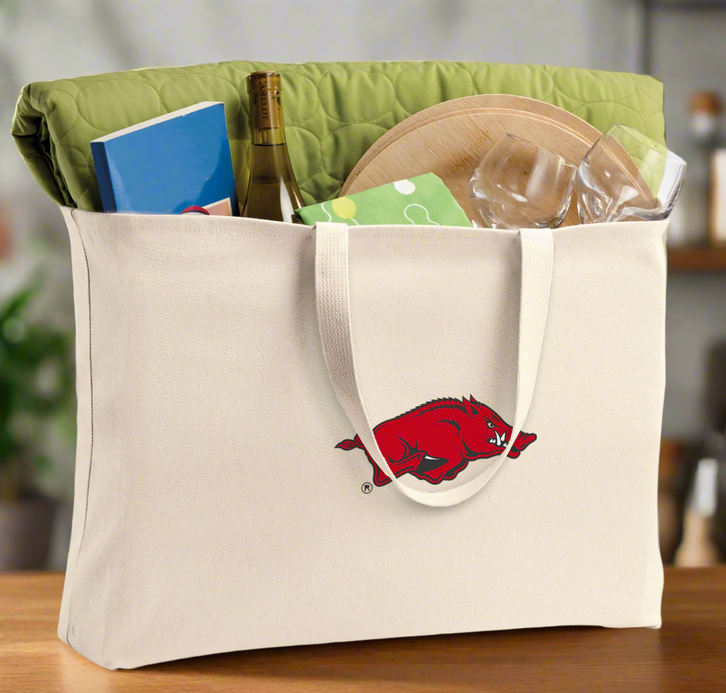 University of Arkansas Large Tote Bag Arkansas Razorbacks Jumbo Tote for Beach Pool or Travel