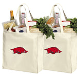 University of Arkansas Grocery Shopping Bags 2 PC SET Arkansas Razorbacks Reusable Cotton Bags