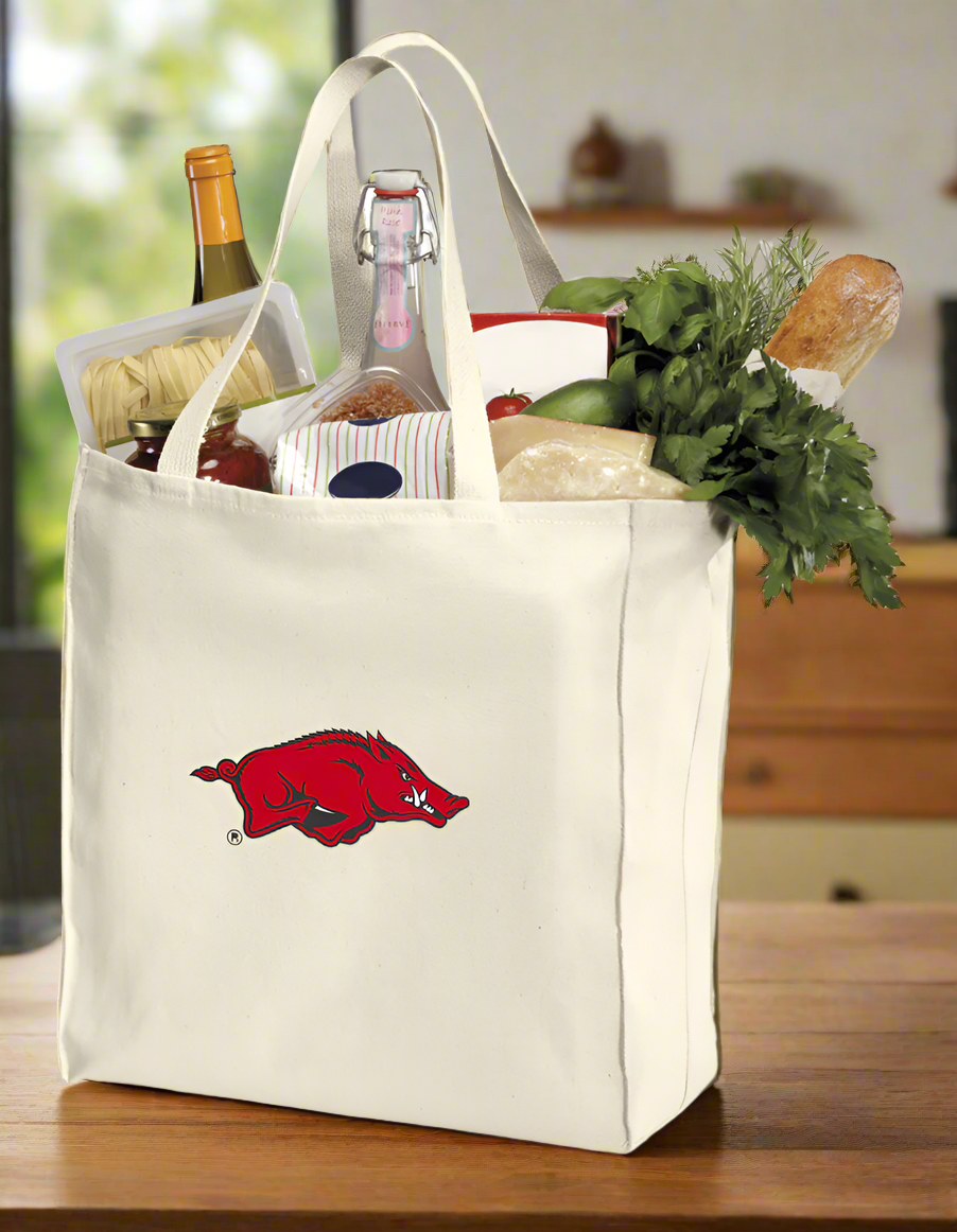 University of Arkansas Grocery Shopping Bag Arkansas Razorbacks Reusable Cotton Bag