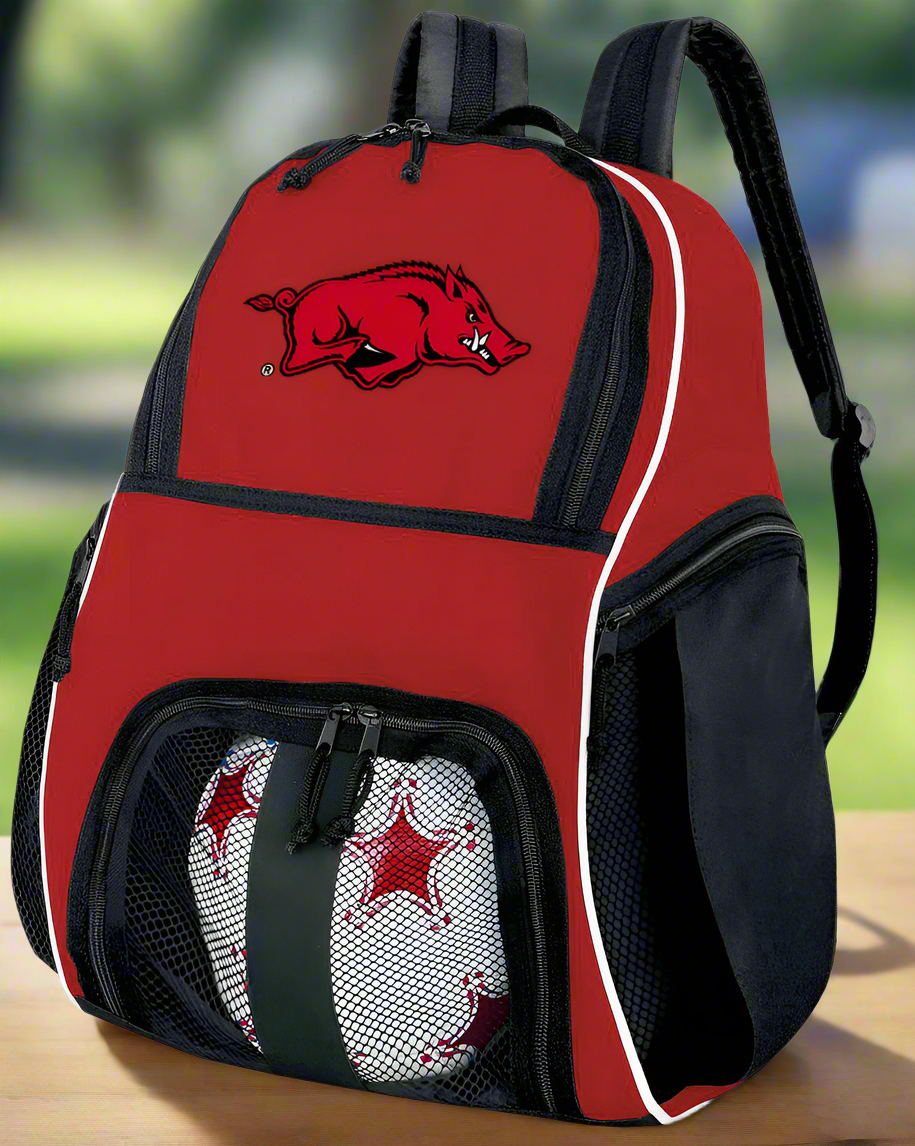 University of Arkansas Soccer Ball Backpack or Arkansas Razorbacks Volleyball Sports Gear Bag