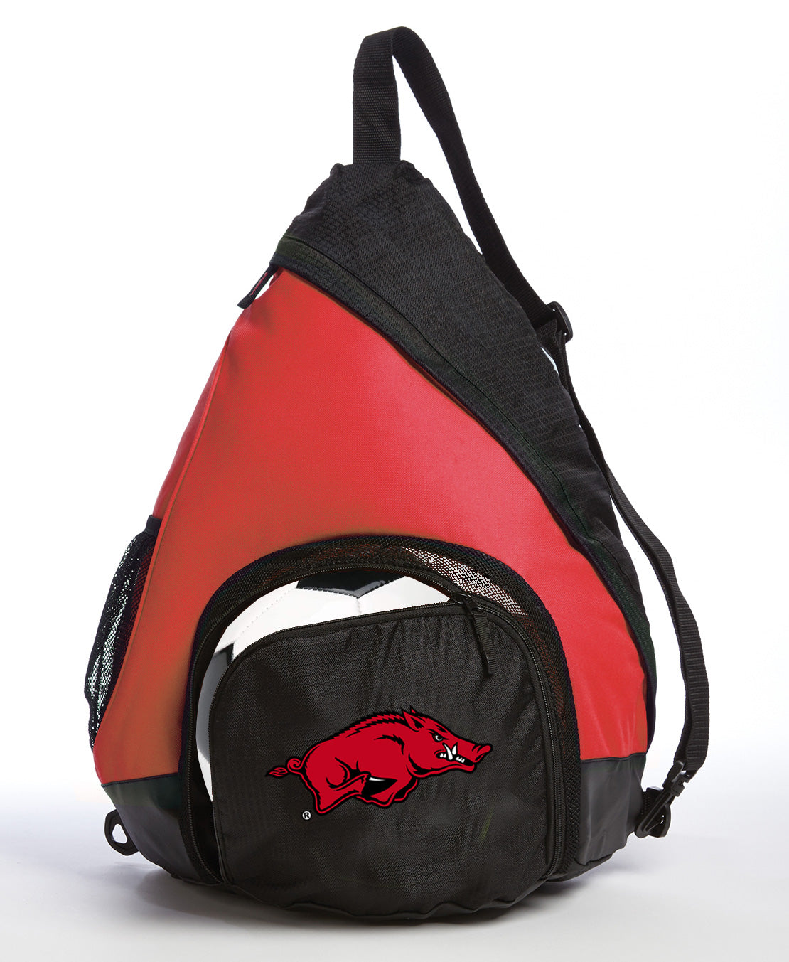 University of Arkansas Sling Backpack Arkansas Razorbacks Bag with Soccer Ball or Volleyball Bag Sports Gear Compartment Practice Bag