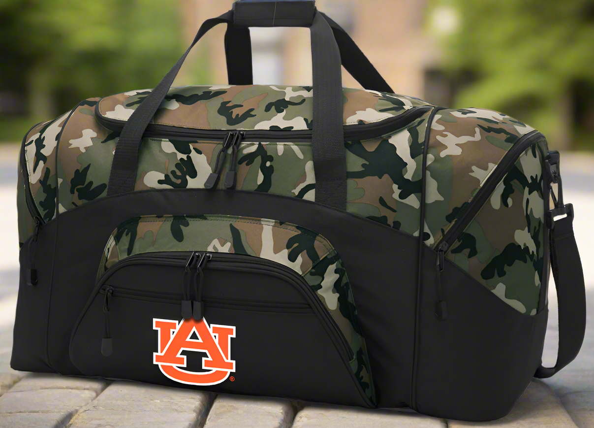 Auburn University Large Camo Duffel Bag Auburn Tigers Suitcase or Sports Gear Bag