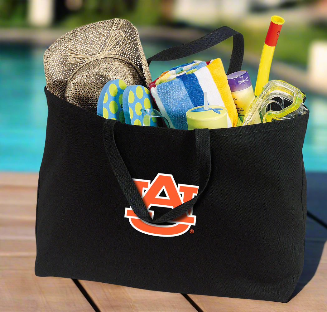 Auburn Large Tote Bag Auburn University Jumbo Tote for Beach Pool or Travel