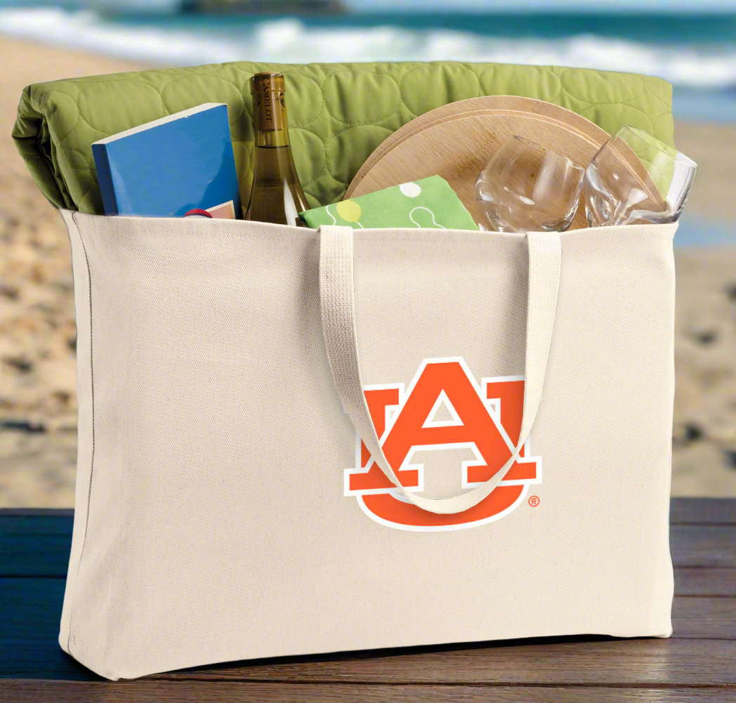 Auburn Large Tote Bag Auburn University Jumbo Tote for Beach Pool or Travel