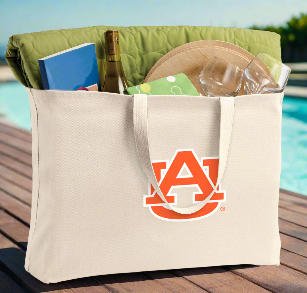 Auburn Large Tote Bag Auburn University Jumbo Tote for Beach Pool or Travel