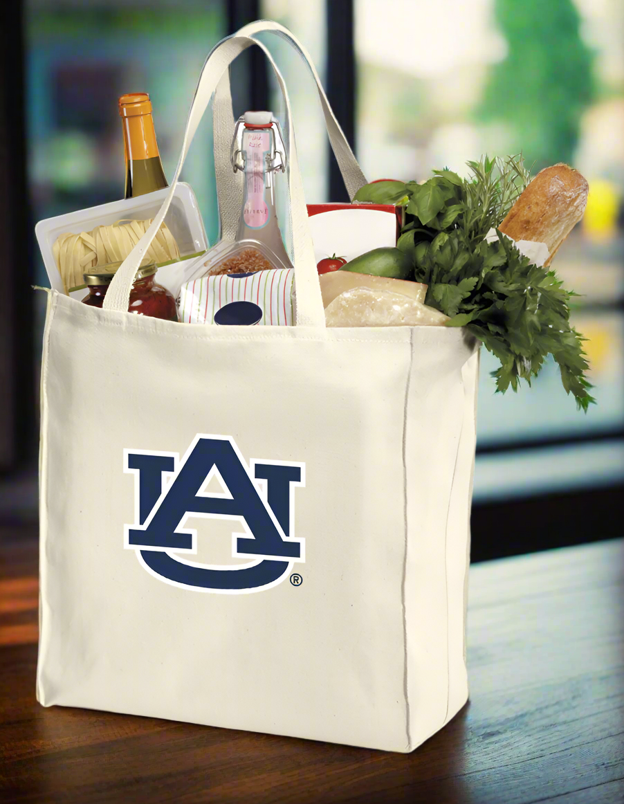 Auburn Grocery Shopping Bags 2 PC SET Auburn Tigers Reusable Cotton Bags