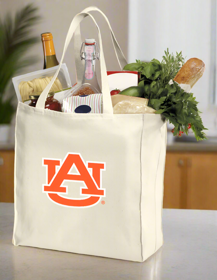 Auburn Grocery Shopping Bags 2 PC SET Auburn University Reusable Cotton Bags