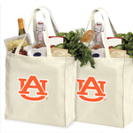 Auburn Grocery Shopping Bags 2 PC SET Auburn University Reusable Cotton Bags