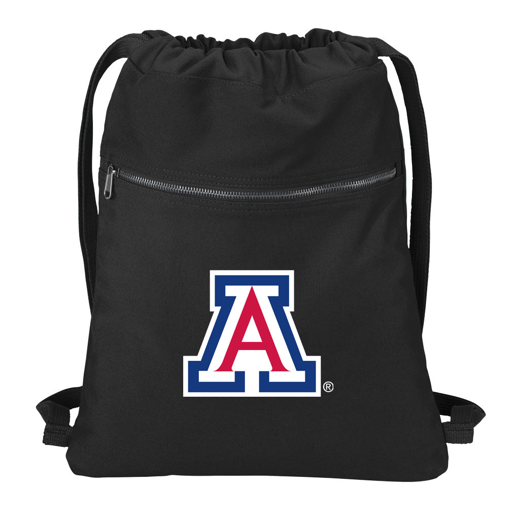 University of Arizona Canvas Drawstring Backpack Arizona Wildcats Cotton Cinch Pack Bag