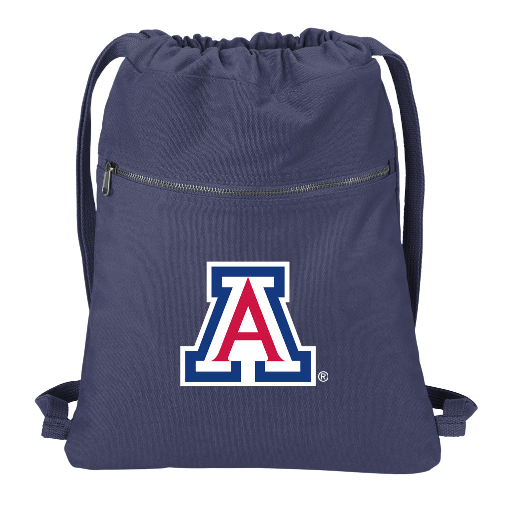 University of Arizona Canvas Drawstring Backpack Arizona Wildcats Cotton Cinch Pack Bag