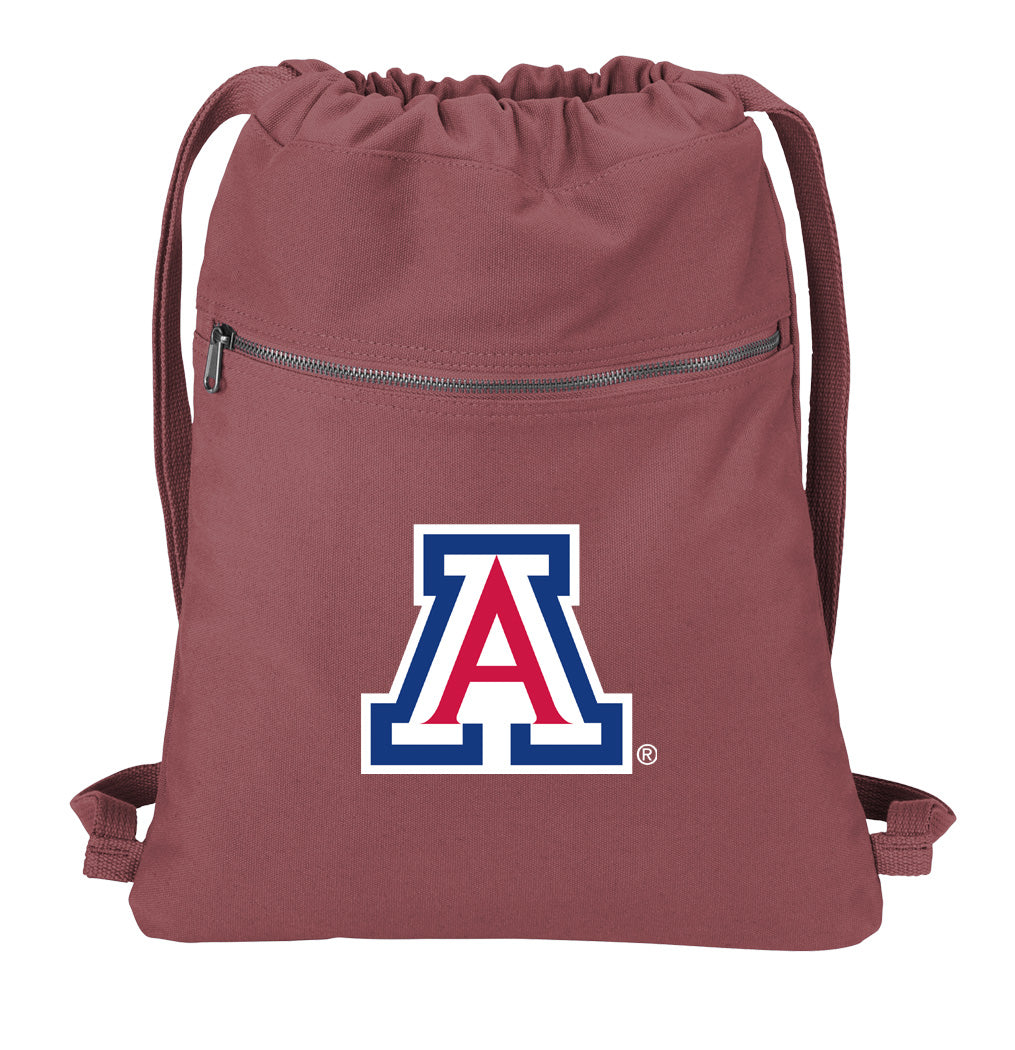 University of Arizona Canvas Drawstring Backpack Arizona Wildcats Cotton Cinch Pack Bag