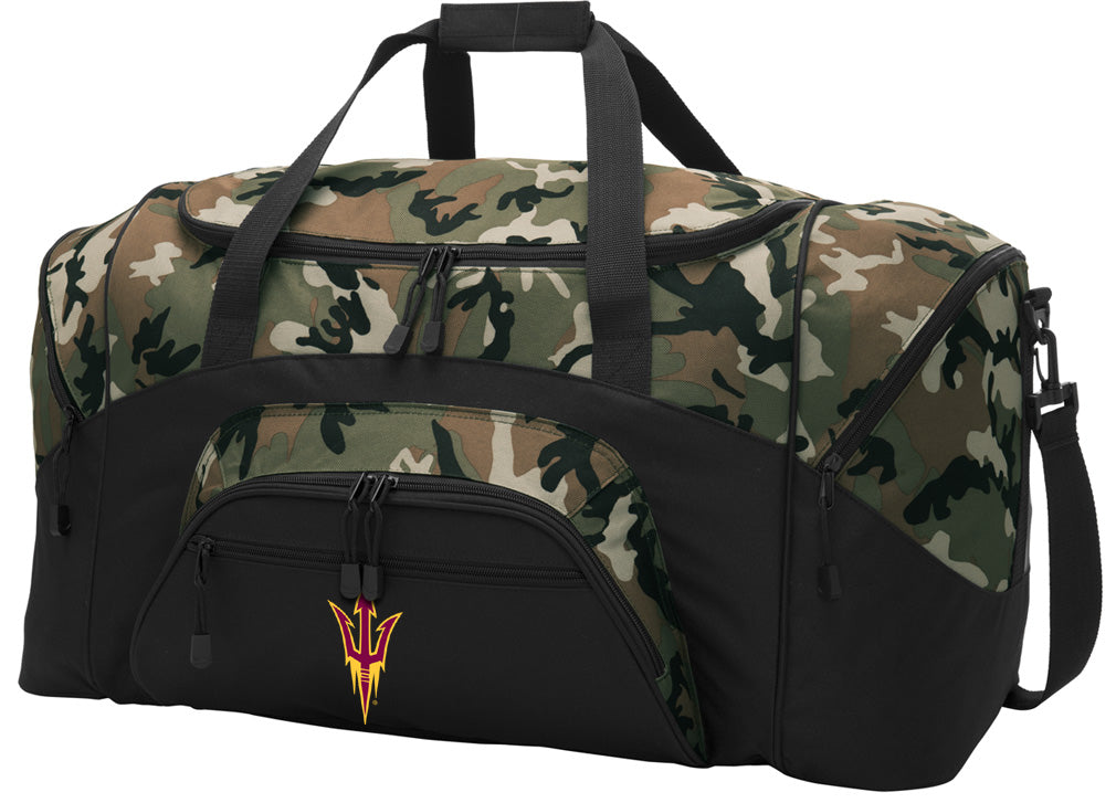 ASU Large Camo Duffel Bag Arizona State University Suitcase or Sports Gear Bag