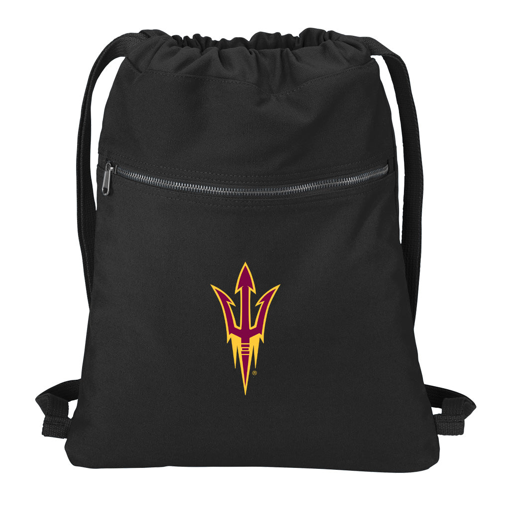 ASU Canvas Drawstring Backpack Arizona State University Cotton Cinch Pack Bag