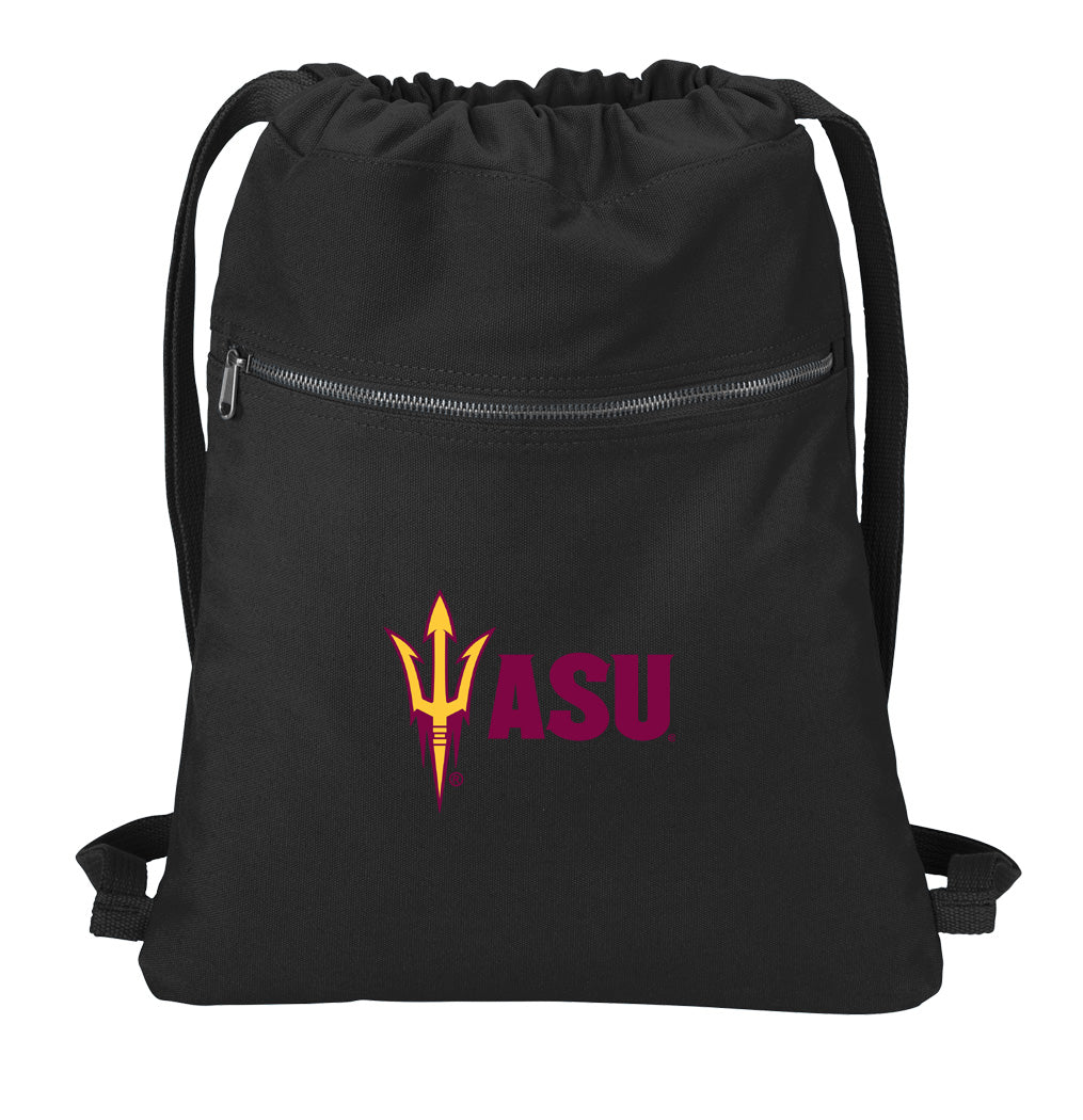 Arizona State Canvas Drawstring Backpack ASU Cotton Cinch Pack Bag