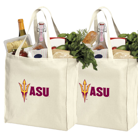 Arizona State Grocery Shopping Bags 2 PC SET ASU Reusable Cotton Bags