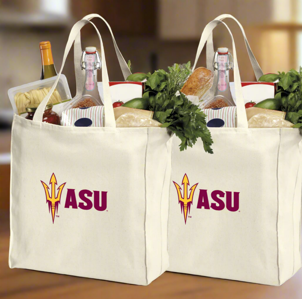 Arizona State Grocery Shopping Bags 2 PC SET ASU Reusable Cotton Bags