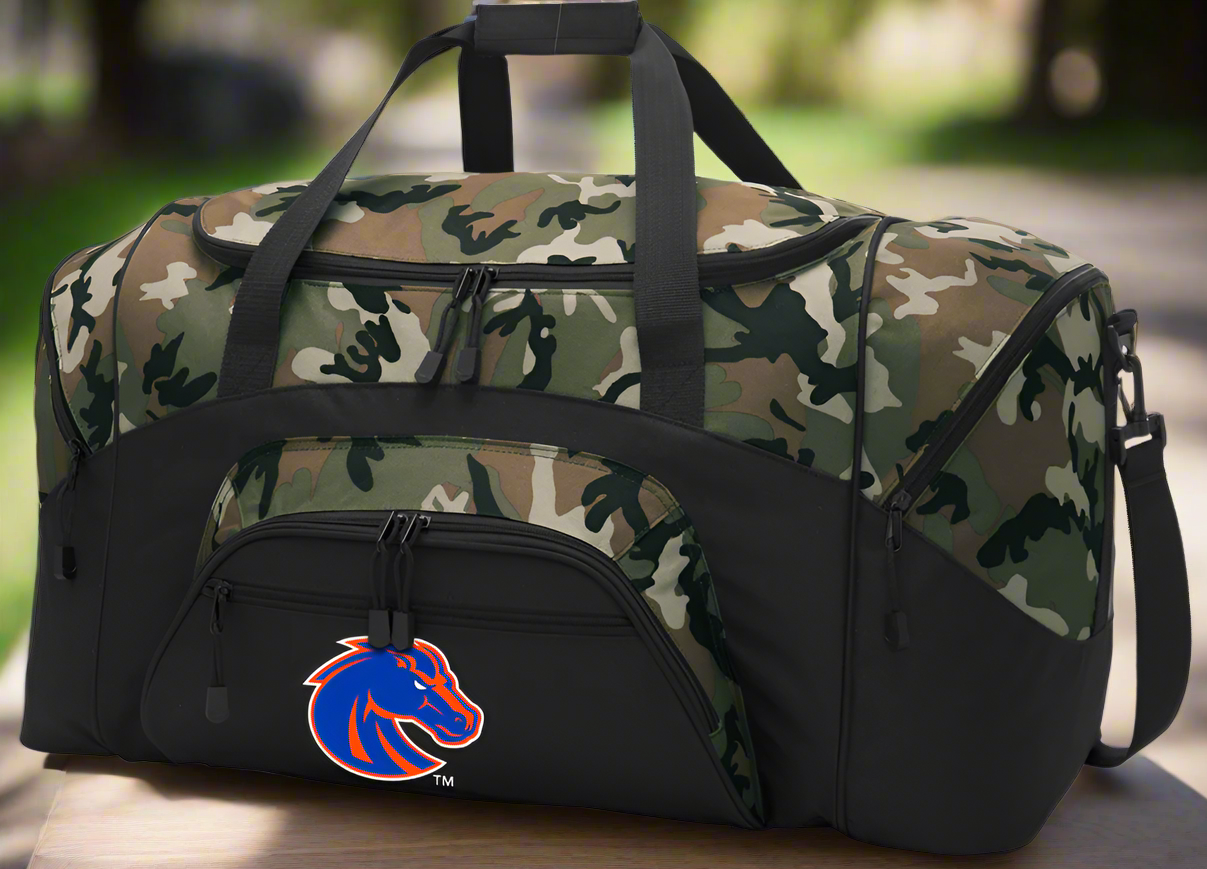 Boise State Duffel Bag Large Camo Broncos Suitcase or Sports Gear Bag