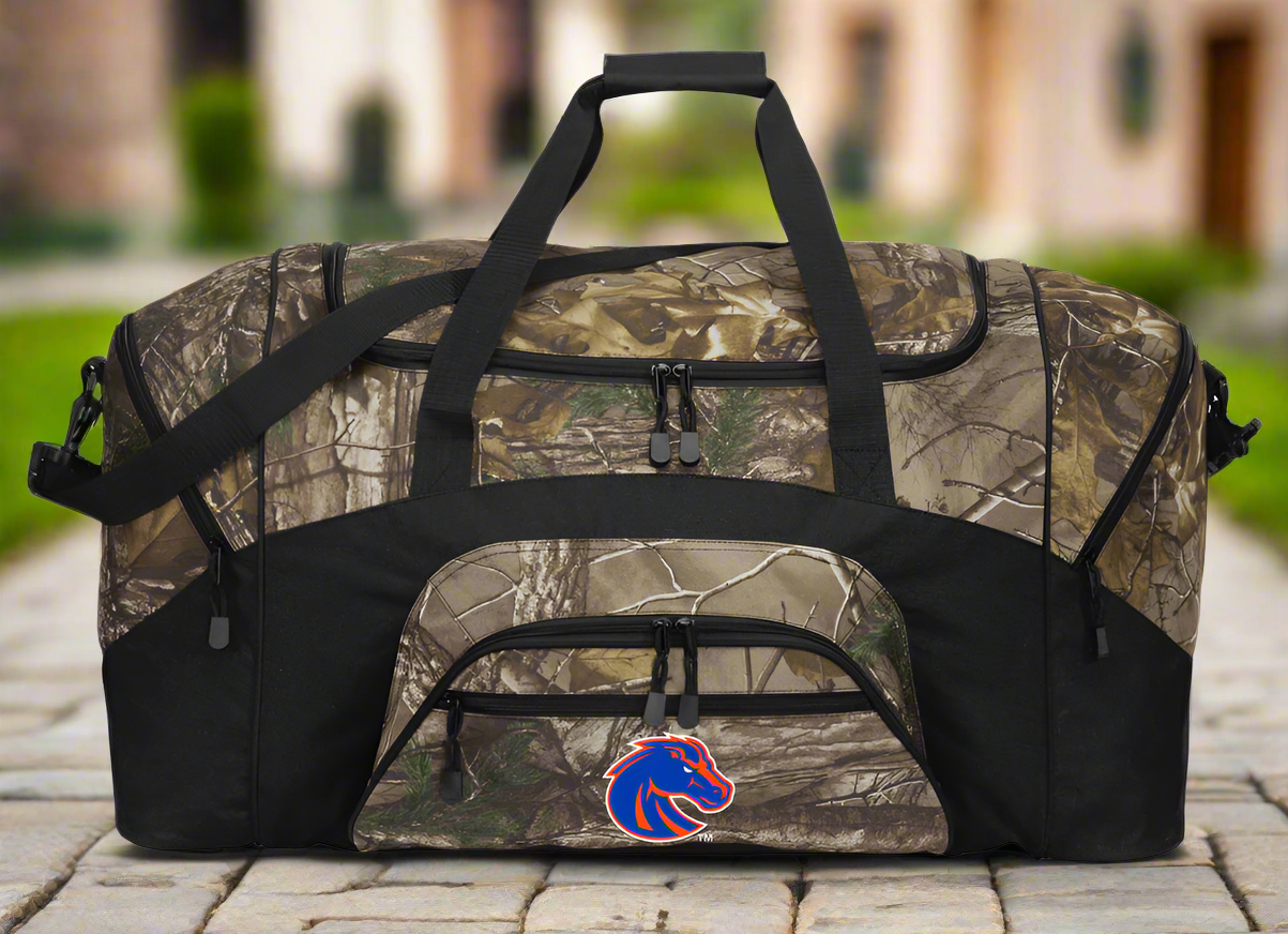 Boise State Camo Duffel Bag Large  Broncos Suitcase Travel Bag or Sports Gear Bag