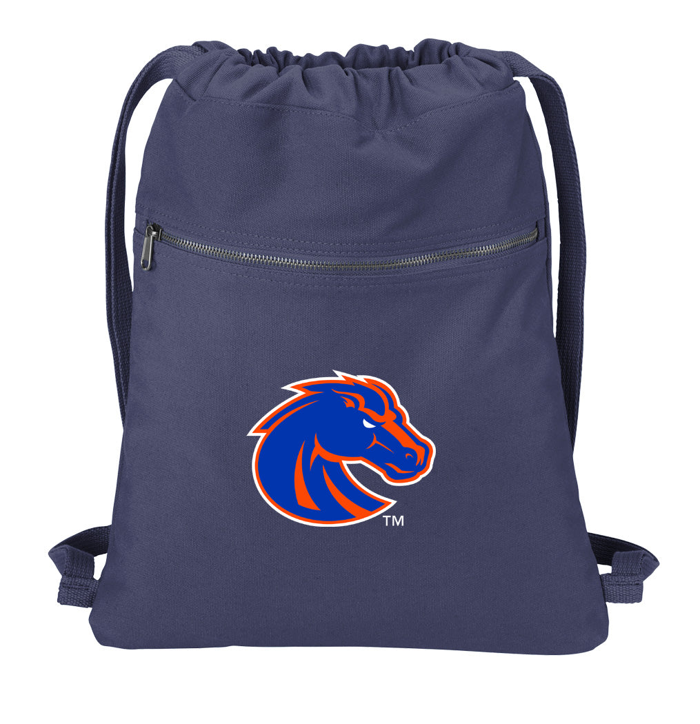 Boise State Canvas Drawstring Backpack Broncos Cotton Cinch Pack Bag