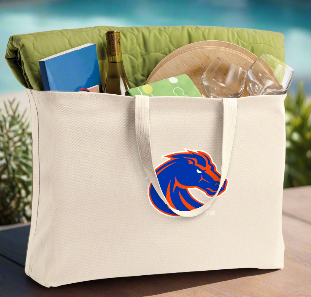 Boise State Large Tote Bag Broncos Jumbo Tote for Beach Pool or Travel