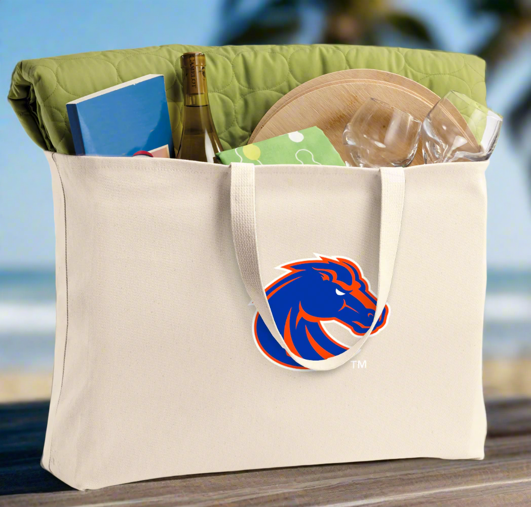 Boise State Large Tote Bag Broncos Jumbo Tote for Beach Pool or Travel