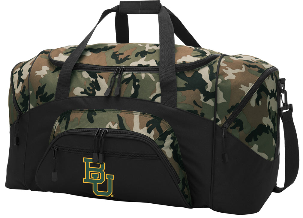 Baylor University Large Camo Duffel Bag BU Bears Suitcase or Sports Gear Bag