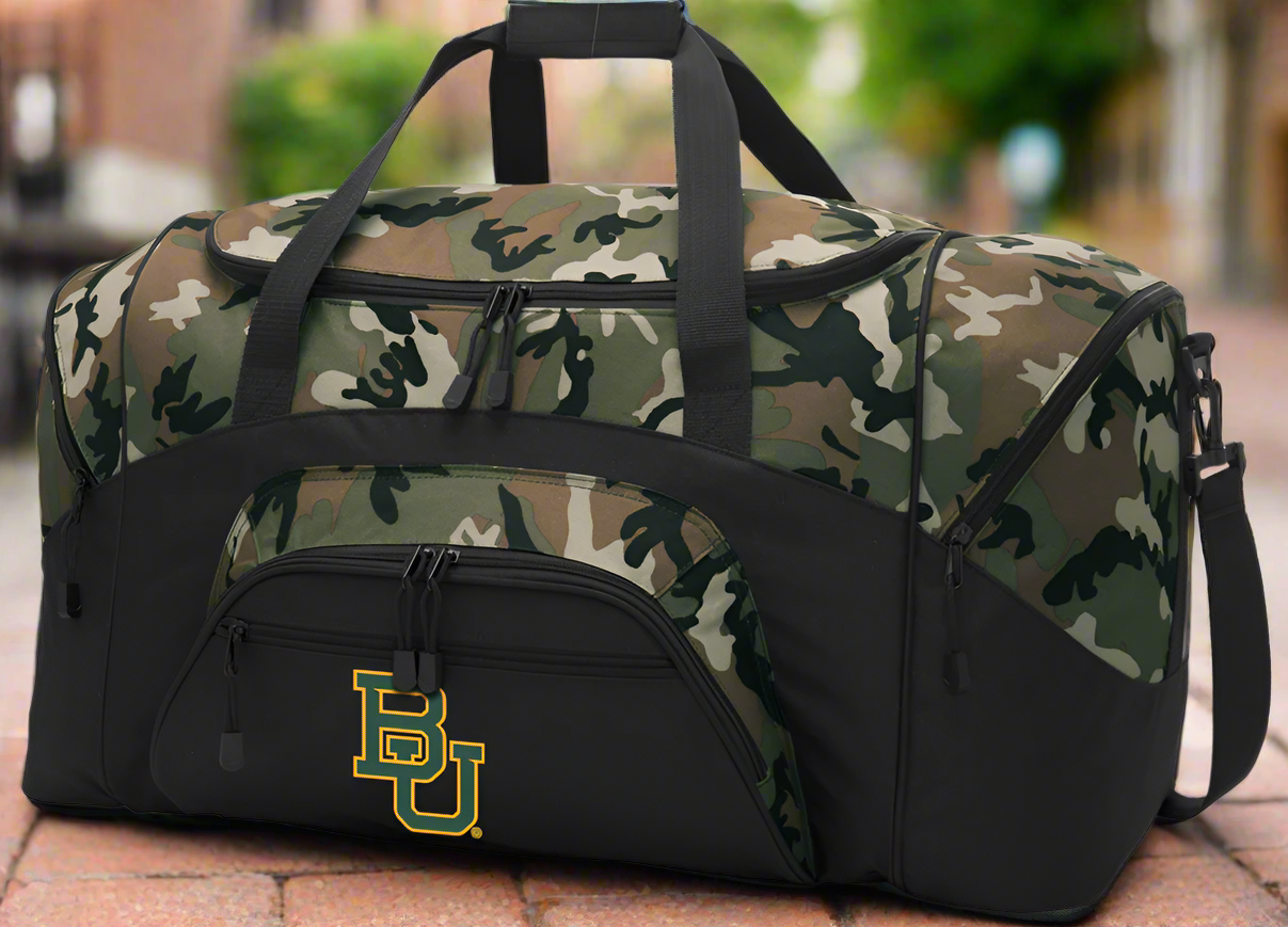 Baylor University Large Camo Duffel Bag BU Bears Suitcase or Sports Gear Bag