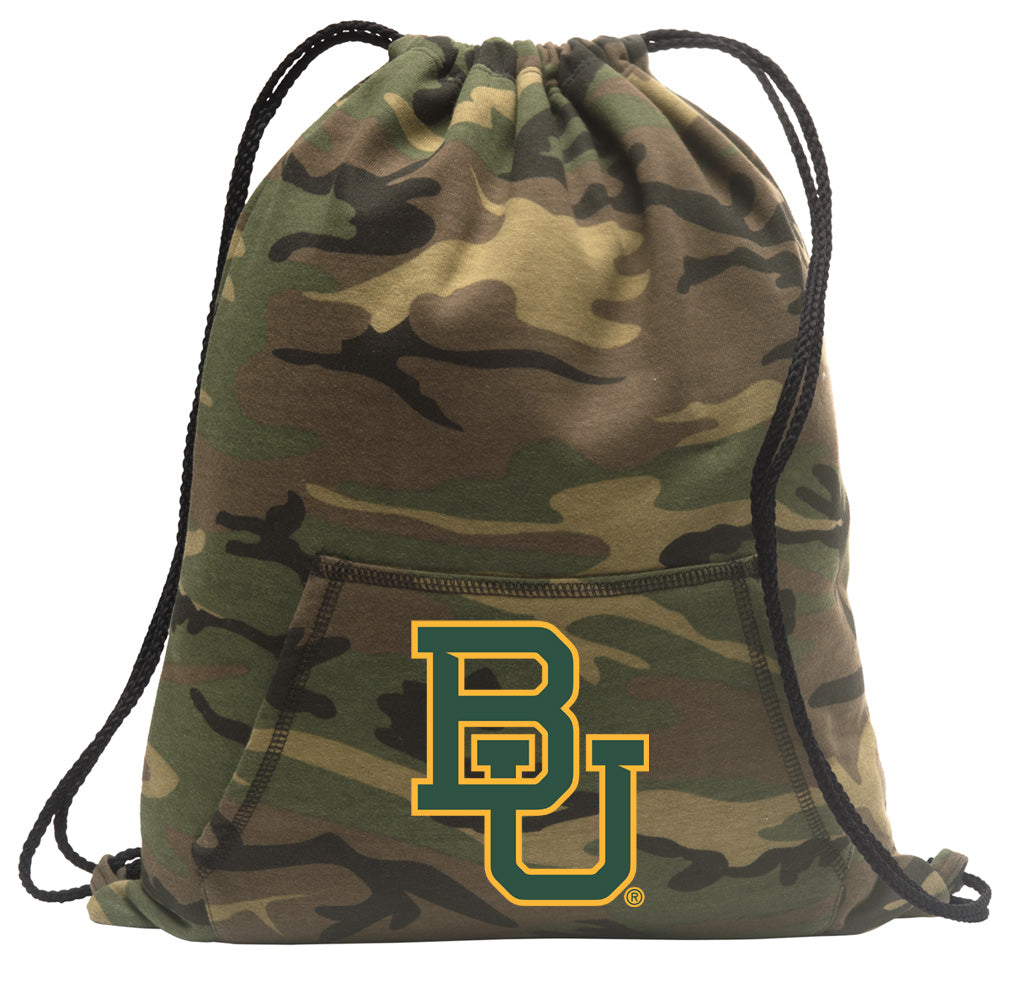 Baylor University Camo Drawstring Backpack BU Bears Hoody Style Cinch Pack Bag