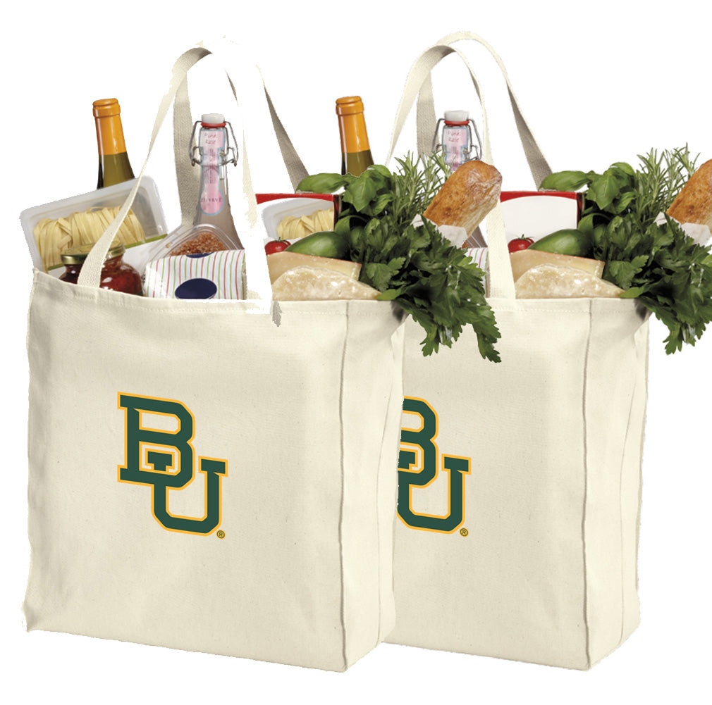 Baylor University Grocery Shopping Bags 2 PC SET BU Bears Reusable Cotton Bags