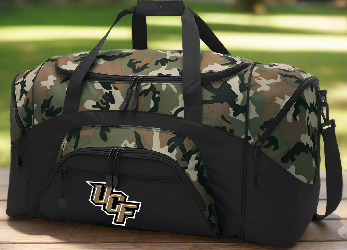 University Of Central Florida Large Camo Duffel Bag UCF Suitcase or Sports Gear Bag