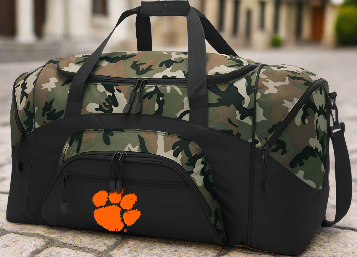 Clemson Camo Duffel Bag Large Clemson Tigers Suitcase or Sports Gear Bag