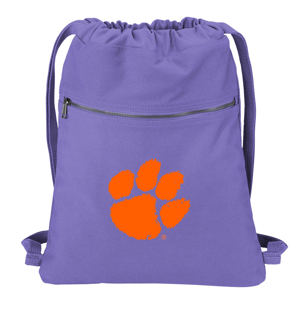 Clemson Canvas Drawstring Backpack Clemson Tigers Cotton Cinch Pack Bag