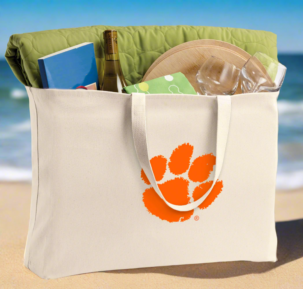 Clemson Large Tote Bag Clemson Tigers Jumbo Tote for Beach Pool or Travel